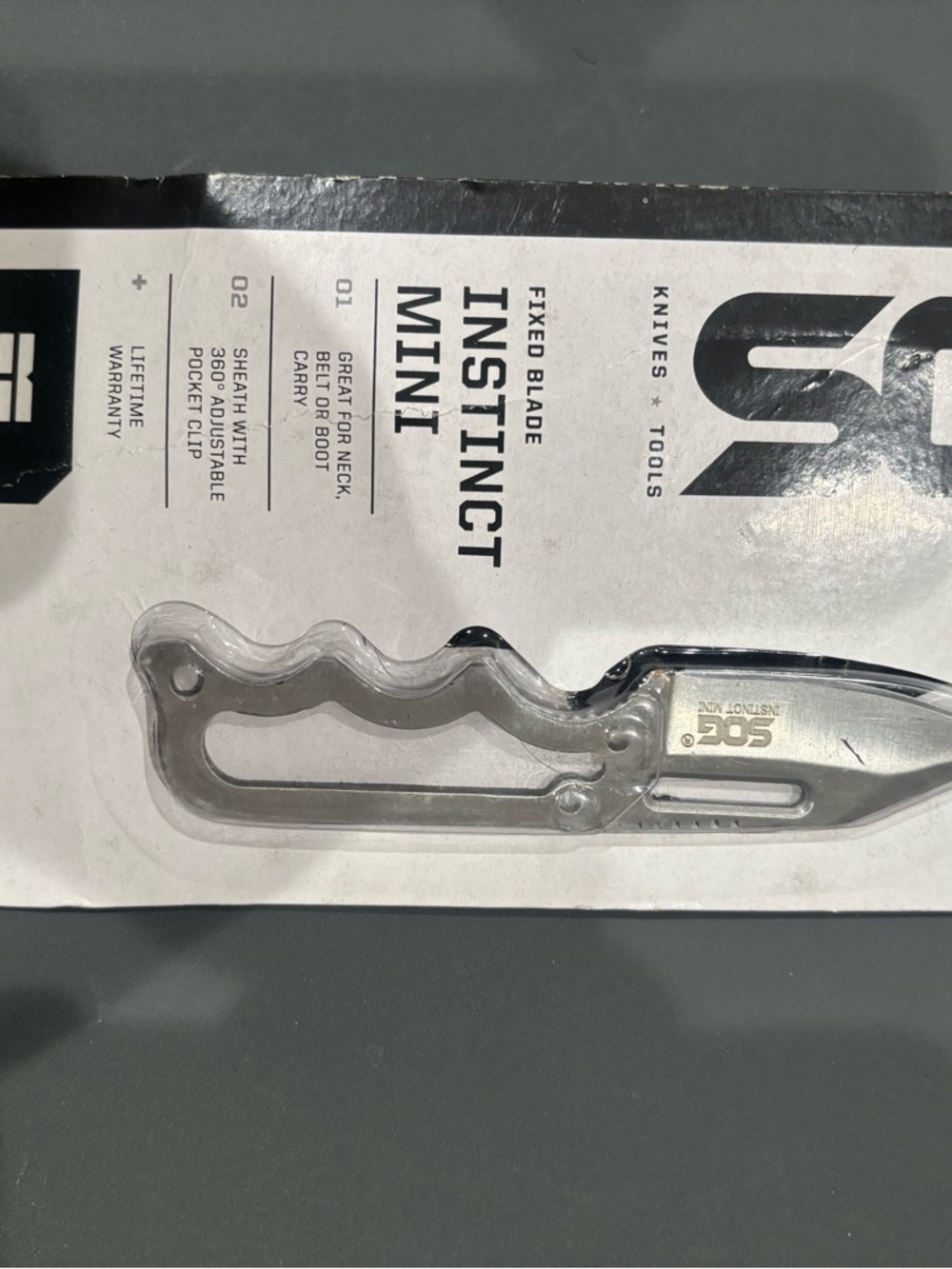 SOG Instinct Mini Fixed Blade Knife - Silver